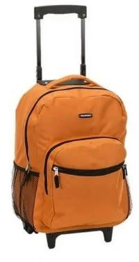 Double Handle Rolling  Backpack - Orange