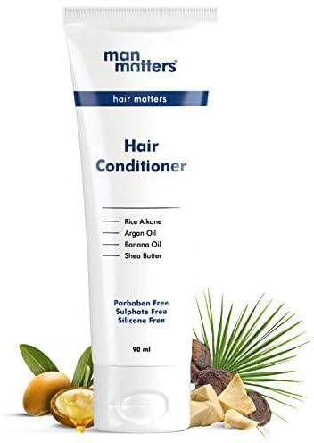 Man Matters Hair Conditioner 90ml | Rice Alkane, Banana Oil, Shea Butter & Argan Oil | Repairs Dry & Damaged Hair, Reduces Frizz & Moisturises Hair | Sulphate & Paraben Free