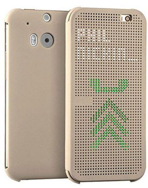 Flip case Dot View Cover for HTC One M9 with screen protector - Gold