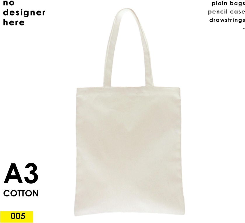 Natural Cotton Tote Bag - Size A3 (Beige)
