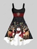Plus Size Christmas Light Snowflake Snowman Elk Print Tank Dress - 6x