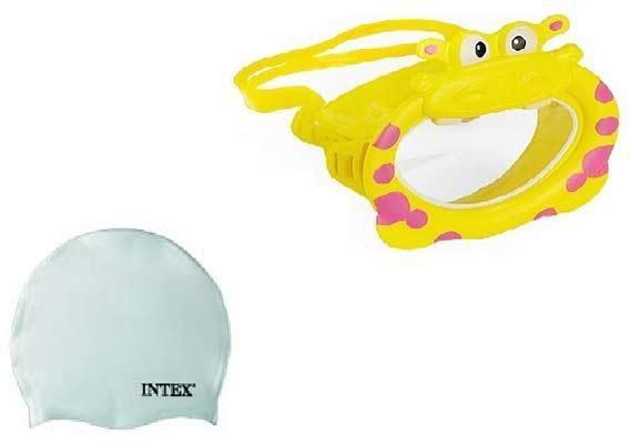 Intex Fun Swimming Mask (Age 3-8) + Silicon Swim Cap Age 8+