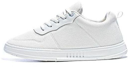 Desert Men Minimalist Lace-Up Textile Flat Sneakers - WHITE