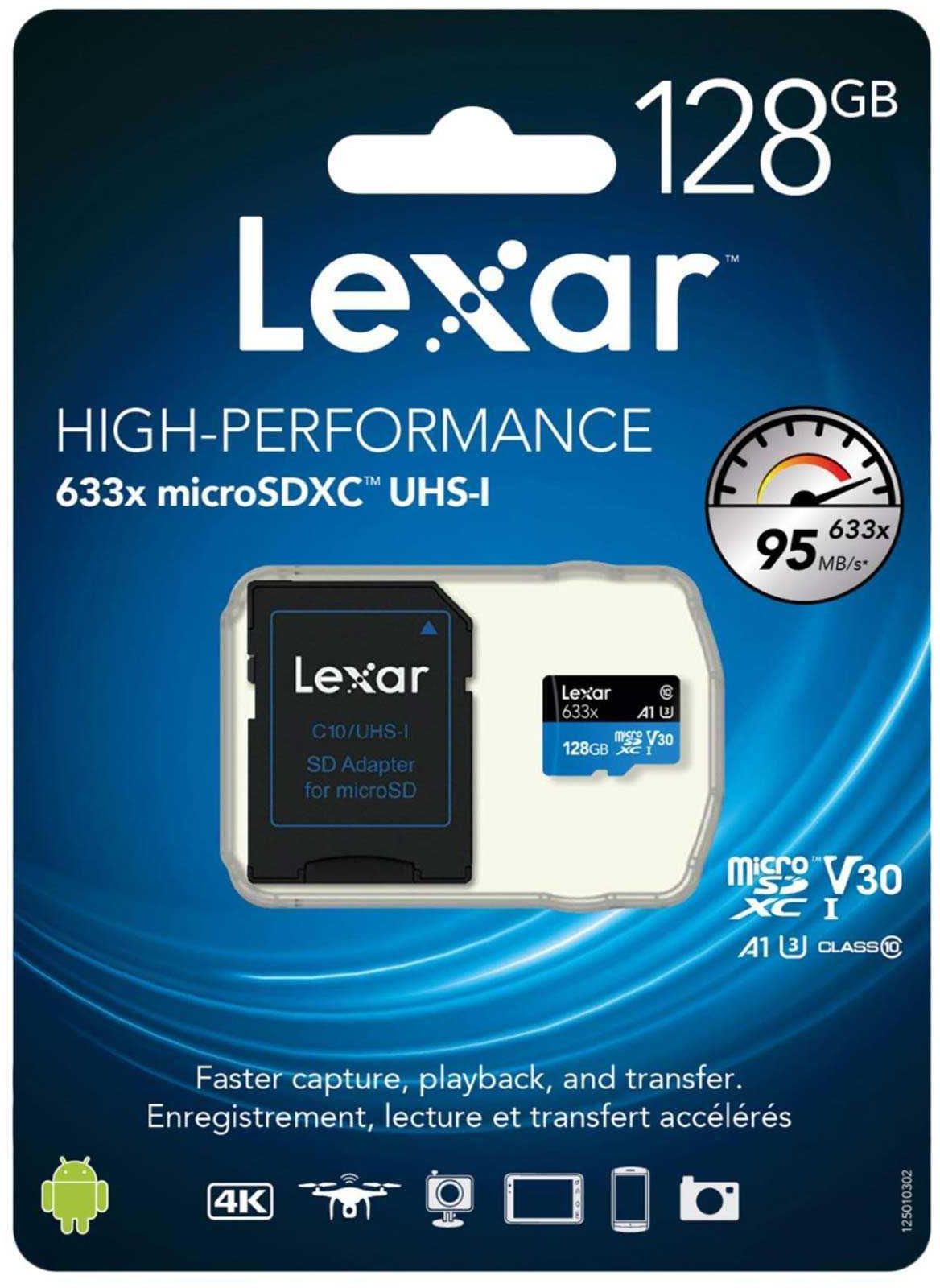 Lexar High Performance microSDHC with Adapter 633x 128GB UHS-I Black/Blue