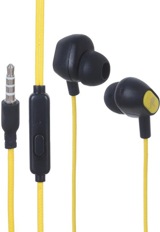 Get Realme R-102 Wired Earphone, with Microphone - Yellow Black with best offers | Raneen.com