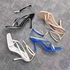 Women's flat shoes are usually larger, fashionable women's high heel sandals, square head thin high heels, black/blue/white/apricot