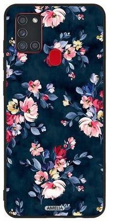 غطاء حماية لهاتف سامسونج جالاكسي A21S بطبعة زهور مرسومة يدوياً متعدد الألوان