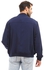 Kady Mandrine Collar Zipped Closure Long Sleeves Casual Jacket - Navy Blue
