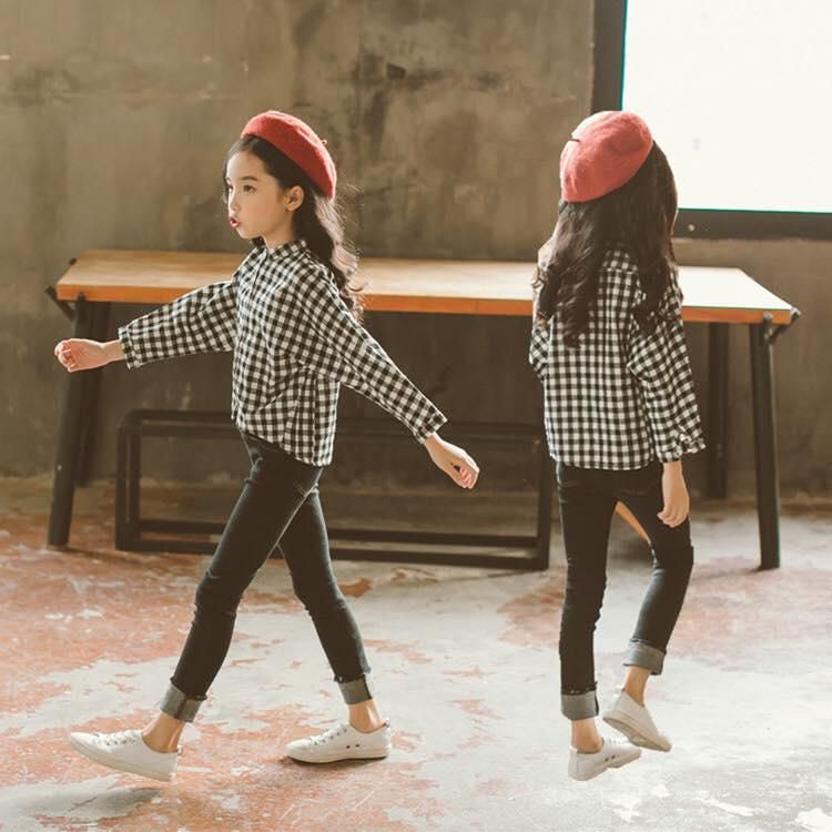 Koolkidzstore Girls Long Sleeve Plaid Shirt 4-12Y - 6 Sizes (As Picture)