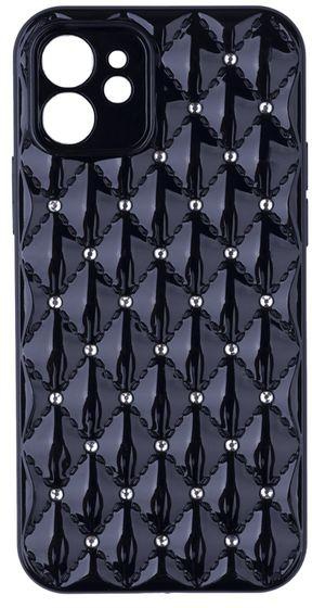 Silicone Cover, Shiny And Kaptonite Strass Style For IPhone 12 - Black