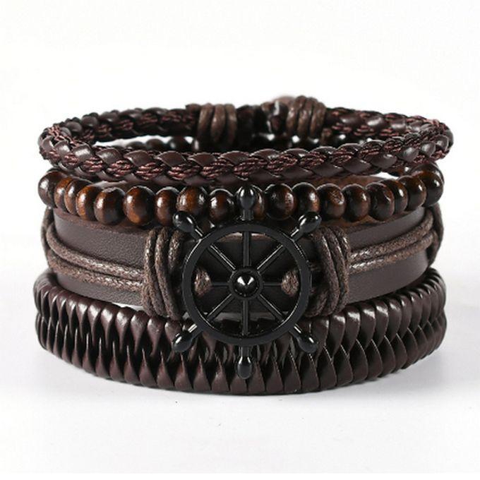 Adjustable Leather Wrap Cuff Bangle Bracelet