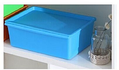 Generic صندوق تخزين بلاستيك مع غطاء - أزرق