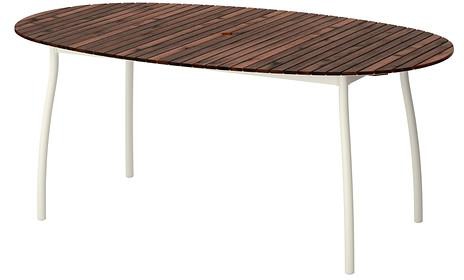 VINDALSÖ Table, outdoor, white, brown stained eucalyptus