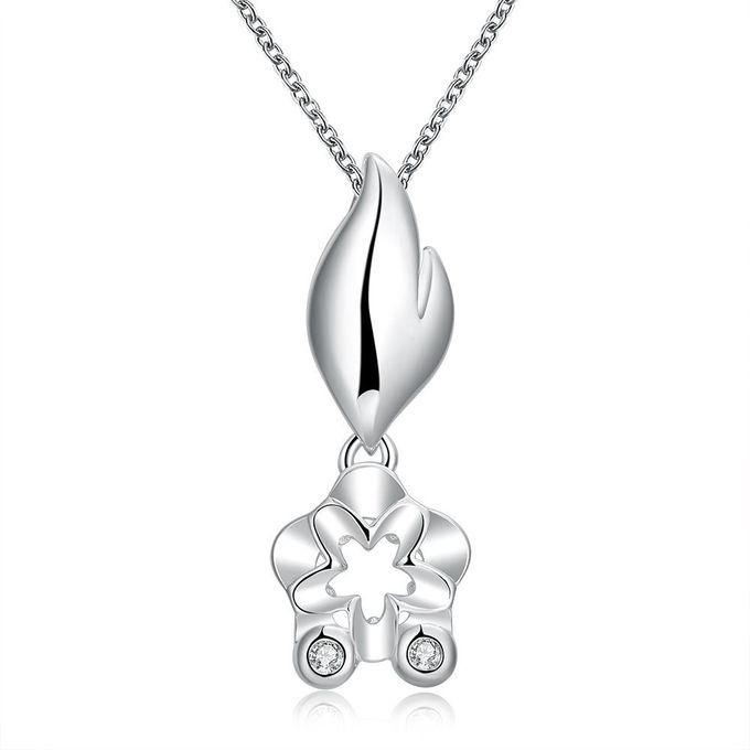 FSGS Romantic Women & Silver Plated Copper Link Chain 18 Inches Pendant Necklaces 3.2X1.2CM 19950