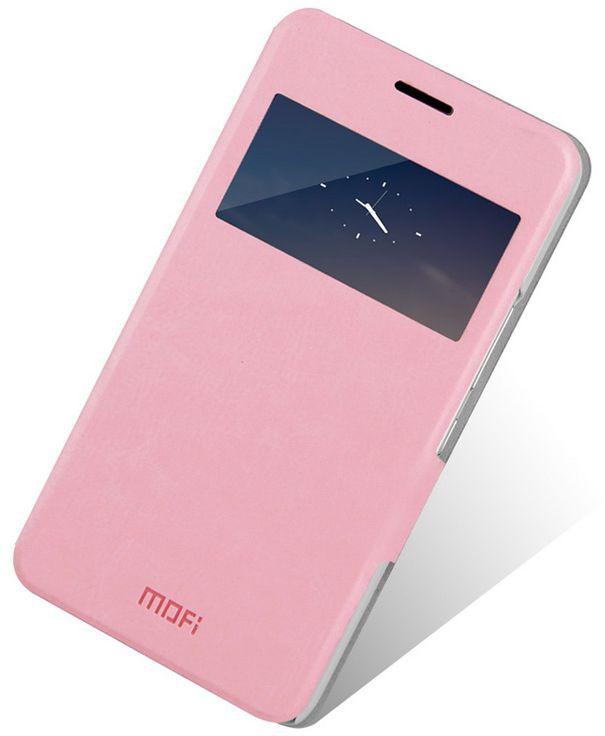 Pink MOFI & OZONE Screen Guard for Huawei Honor 3X G750 Window View Bracket Leather Case