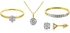 Vera Perla 18k Solid Gold Diamond Solitaire Jewelry Set, 4 Pieces