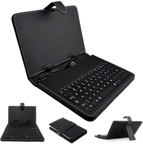 7 inch Black Leather Case with USB keyboard for Tablet PC