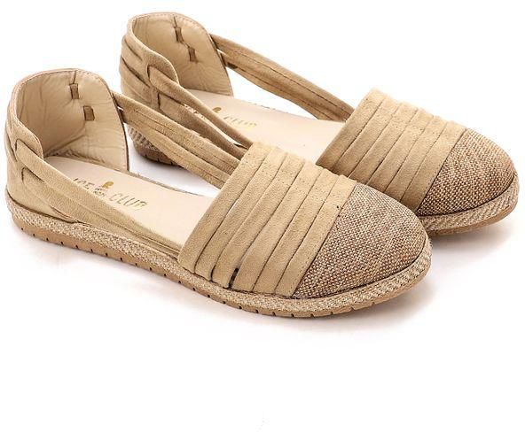 Ice Club Slip On Suede & Textile Comfy Flat Shoes - Beige