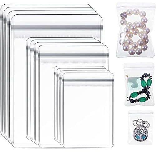 Jewelry Bag, Self Seal Plastic Zipper Bag, Clear PVC Rings Earrings Packing Storage Pouch, Jewelry Transparent Lock Bags for Holding Jewelries, 2 x 2.8 inch, 2.8 x 4 inch, 3.5 x 5 inch (120 Pieces)