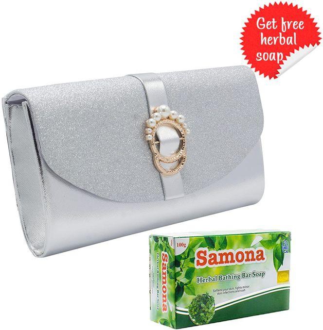 Textured & Leather Clutch Bag/Purse With Chain Strap + FREE Bathing Samona Herbal Soap