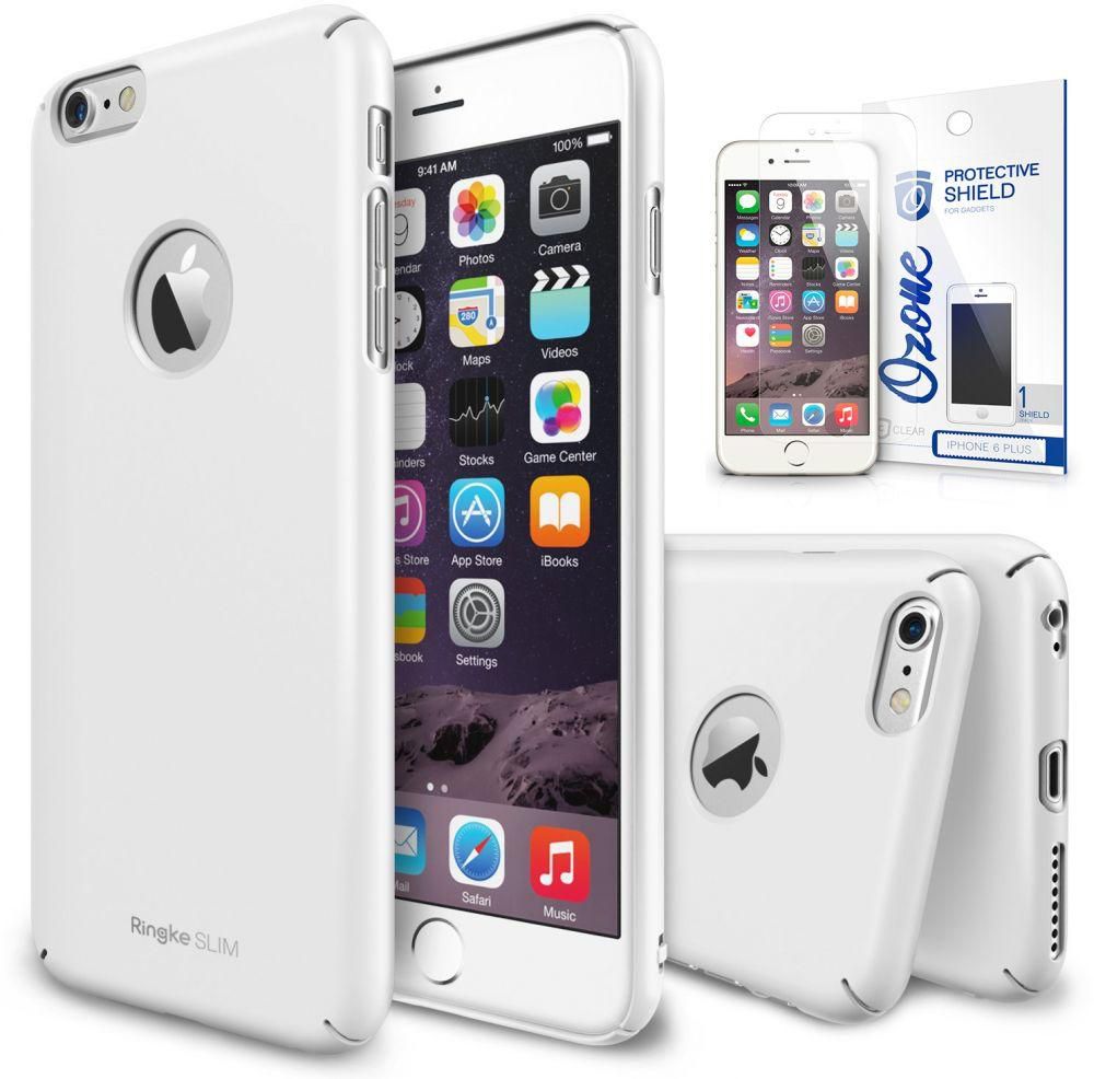 Rearth iPhone 6S Plus / 6 Plus Ringke Slim Dual Coated Hard Case & Ozone Screen Guard - White
