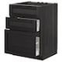 METOD / MAXIMERA Base cab f sink+3 fronts/2 drawers, black/Voxtorp dark grey, 60x60 cm - IKEA