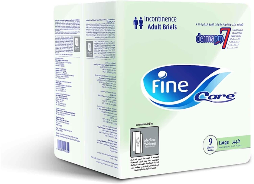 Fine Care Unisex Diapers For Adult, Large - 9 Diapers