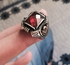Tesbihane Silver Ring 925 natural Red Zircon stone - size 12