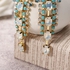 JASSY® Bohemian Gold Plated Earrings White Opal Pacific Opal Crystal Ear Drop Gift for Women