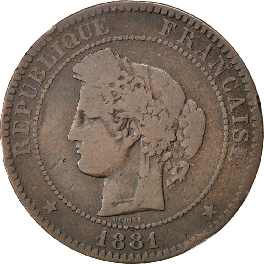 France in 1881 the current coin of 10 centimes bronze Portrait of Ceres