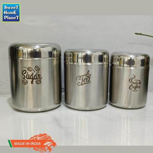 3pcs Stainless Steel Container Air Tight Canister 350ml 500ml 700ml