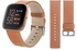 Genuine Leather Replacement Band for Fitbit Versa 2/1/Lite/SE Brown