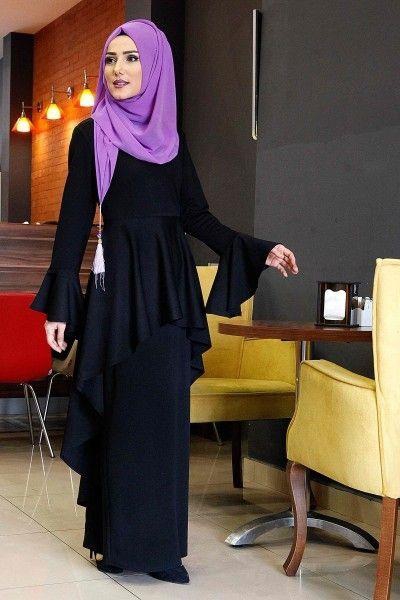 Nisa Vip Casual Solid Dress for Women - Size 46 EU, Black