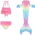 Watermelon Red Fantasy Mermaid Tail for Swimming Girls Swimsuit