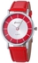 Geneva Retro Dial Leather Wristwatch- Red