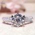 Women New Engagement Ring Six-Claw Wedding Ring Plated in Platinum with Diamond Zircon Ring Jewelry