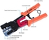 3-In-1 Crimping Tool PassThrough Cutter for RJ22/4P RJ11/6P RJ45/8P Ethernet Network LAN Cable Plier Crystal Head Cable Cutter Peeling Shear Orange 28.3x12.3x2.5cm