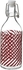 KORKEN Bottle with stopper - clear glass striped/brown-red 0.5 l