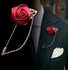 Men Rose Flower Golden Leaf Fashion Brooch Pin