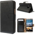 Crazy Horse Leather Wallet Case with Stand and Screen Protector for HTC One M9 - Black