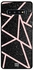 غطاء حماية لهاتف سامسونج جالاكسي S10+ تصميم أسود لامع داخله مسارات بلون وردي فاتح