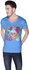 Creo Floral Skull Retro T-Shirt for Men - S, Blue