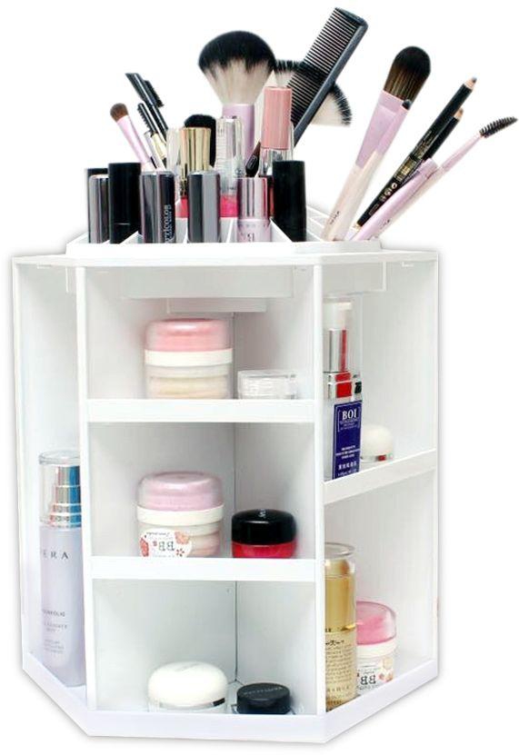 Spinning Makeup Organizer – 360 Rotating Cosmetic Storage Box, Plastic