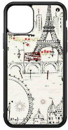Protective Case Cover For Apple iPhone 11 Pro Max The Eiffel Tower (Black Bumper)