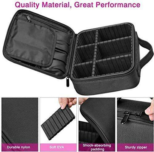 Generic Travel Makeup Train Case Makeup Cosmetic Case Organizer Portable Artist Storage Bag With Adjustable Dividers For Cosmetics Makeup Brushes Toiletry Jewelry Digital Accessories Black