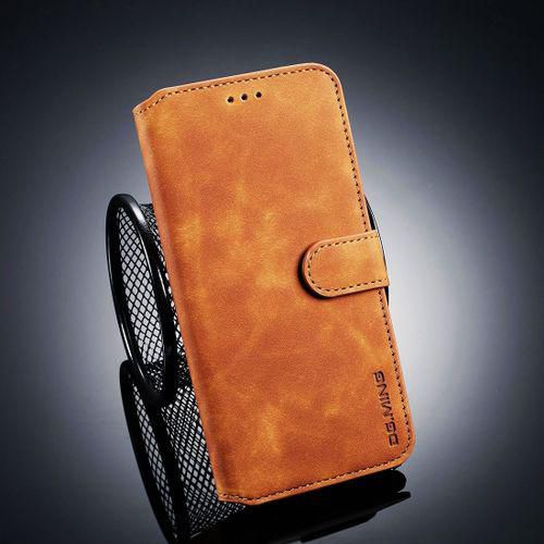 DG.MING Retro Oil Side Horizontal Flip Case For Huawei Y9 (2019), With Holder & Card Slots & Wallet (Brown)