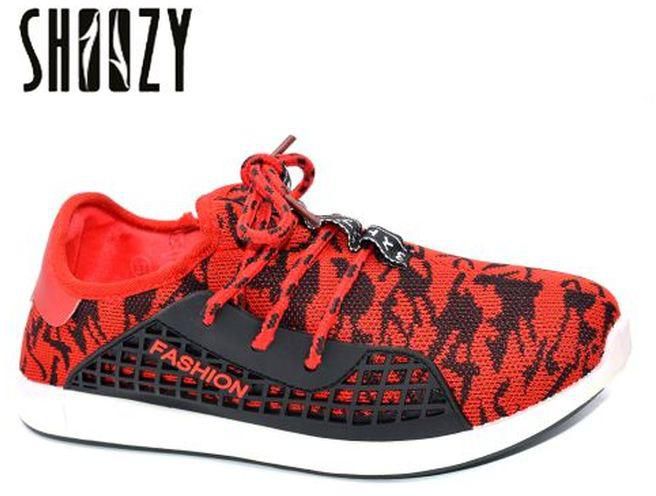 Shoozy Lace Up Sneakers - Red / Black
