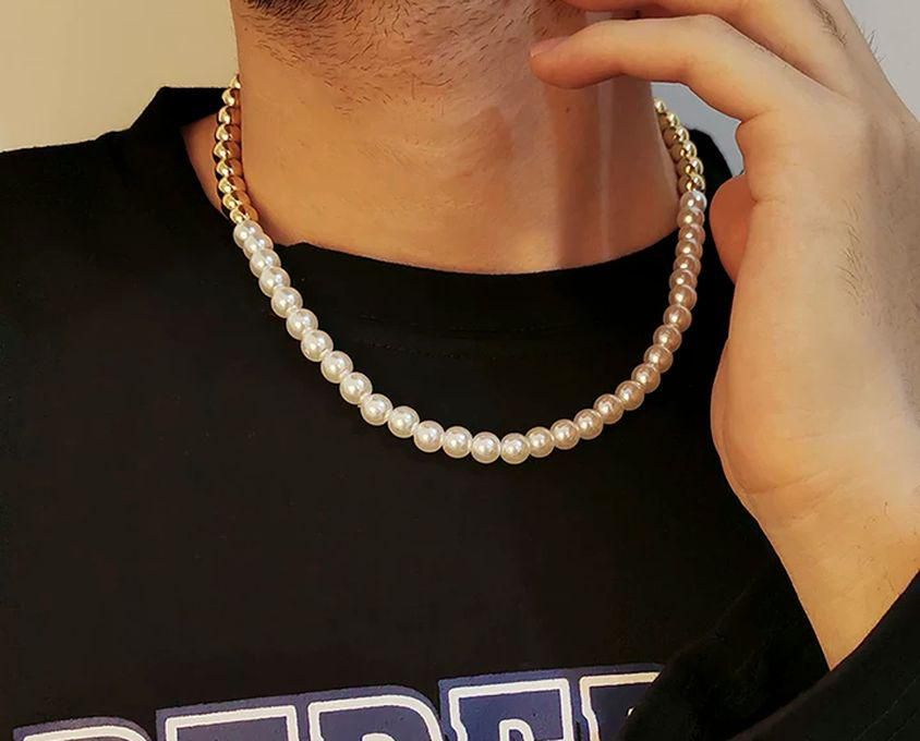 Pearl And Gold Ball Men Fashion Necklace