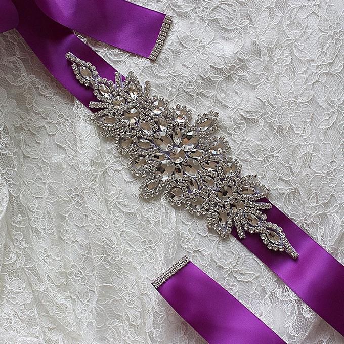 Hot Deluxe Rhinestone Bridal Sash Waist Belt Satin Ribbon Wedding Party Dress