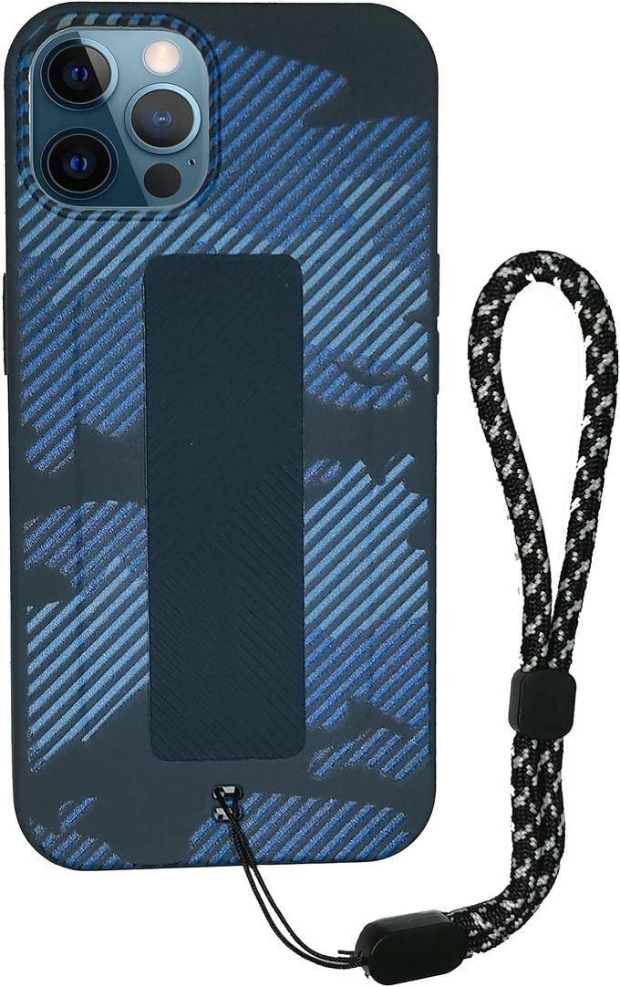 Back Cover For IPhone 13 Pro Soft Silicone Camouflage Design With Two Hand Grip Blue